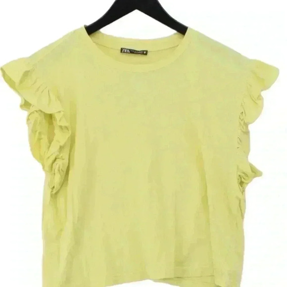 Zara Yellow Pure Cotton T-Shirt - Picture 2 of 5